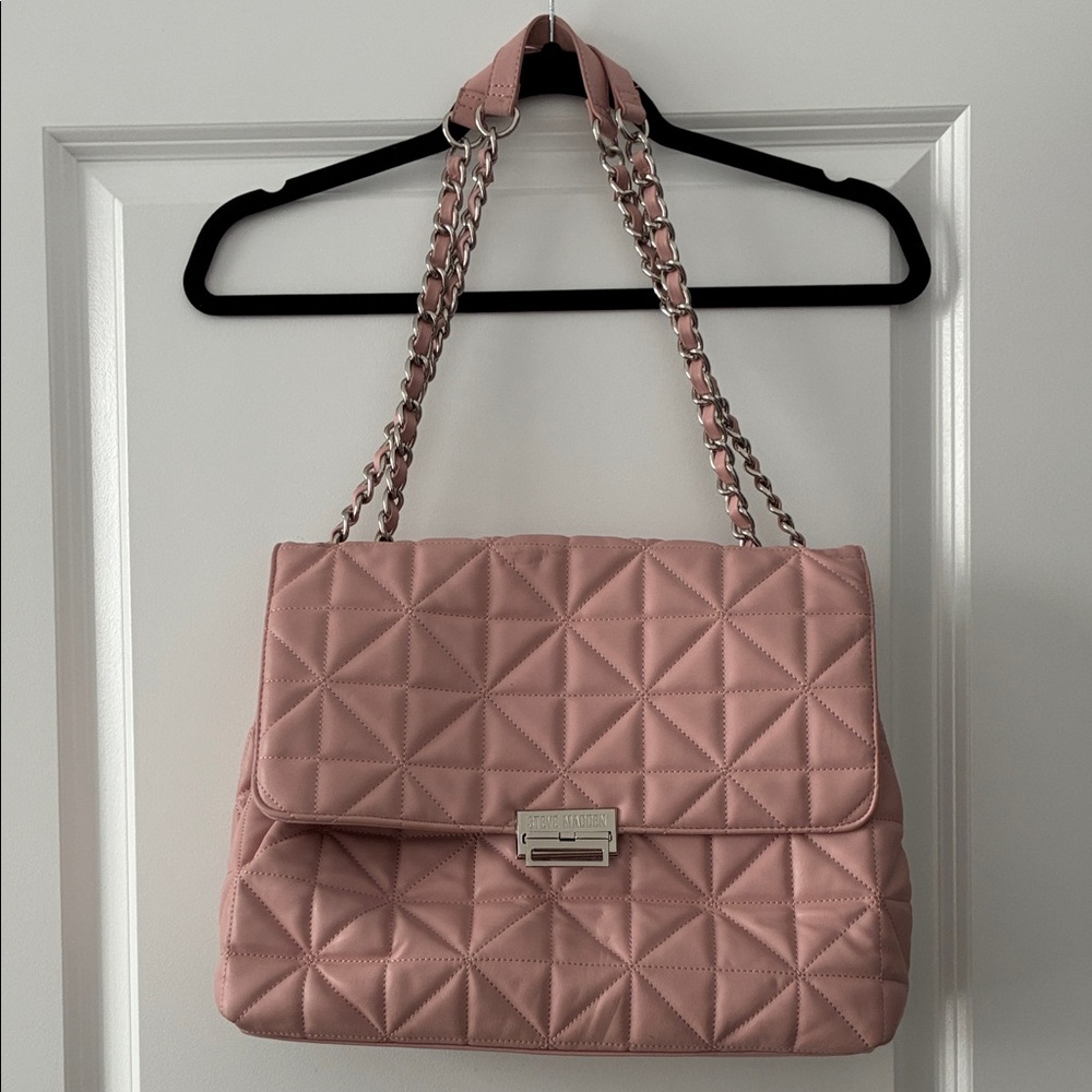 Steve Madden Quilted Shoulder/Crossbody Bag Chain Strap - Pink